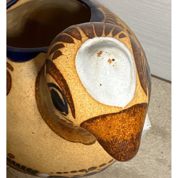 Mexican Folk Art Clay Bird Quail Peacock Planter Tonala Style Large 11" Tall - Picture 13 of 16